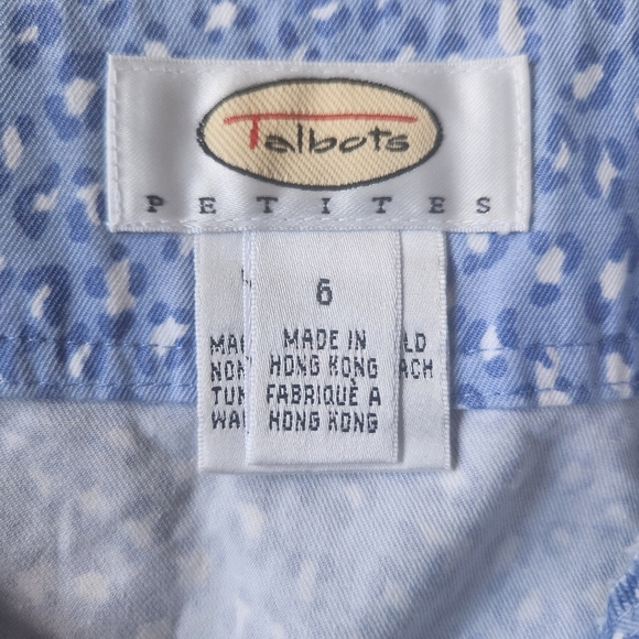 EUC Talbots Petite Blue White Cheetah/Leopard/Animal Print Mini Skirt Size 6 - Picture 4 of 6